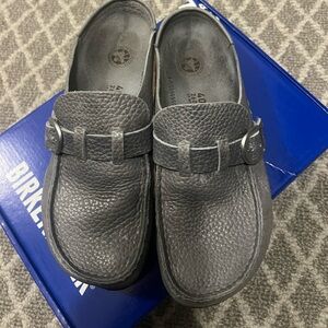 Birkenstock Textured Gray Mules